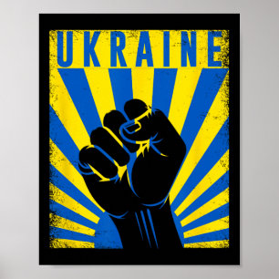 Affiche Soutenir l'Ukraine Main Poing Ukraine Résister Man