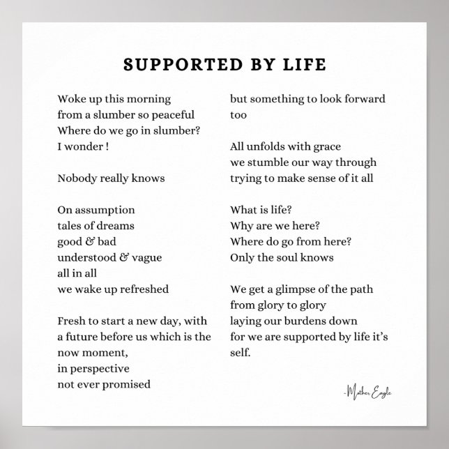 Affiche Soutenu par la vie amour-propre poème d'encouragem (Devant)