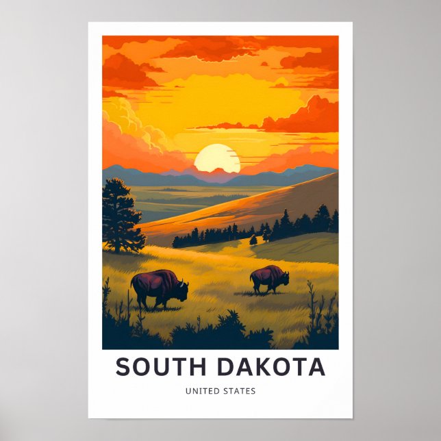 Affiche South Dakota United States Travel Print (Devant)