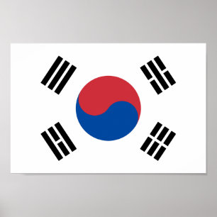 Affiche South Korean Flag - Korea - Taegeukgi - 대한민국의 국기