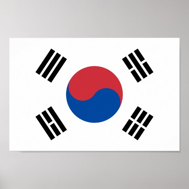 Affiche South Korean Flag - Korea - Taegeukgi - 대한민국의 국기 (Devant)