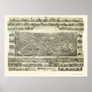 Affiche Southbridge, carte panoramique de mA - 1892