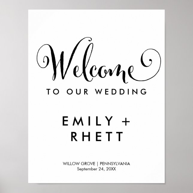 Affiche Southern Belle Calligraphy Mariage de bienvenue (Devant)