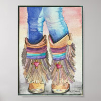 Southwestern Boots Art Imprimer Convient à l'encad