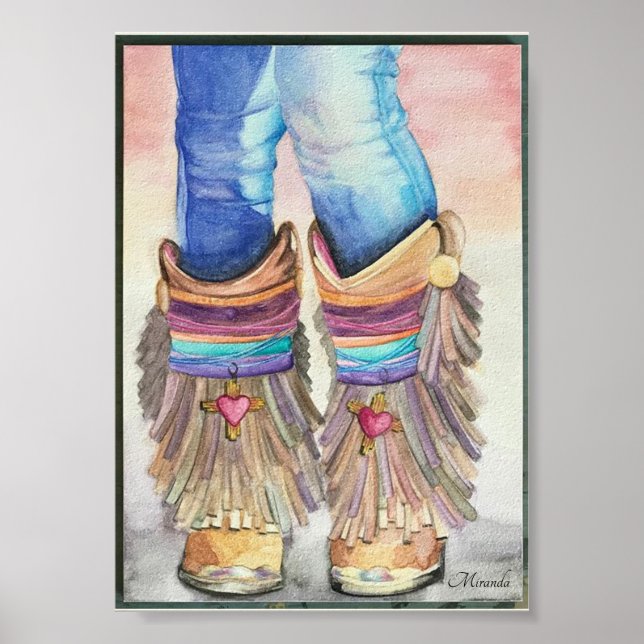 Affiche Southwestern Boots Art Imprimer Convient à l'encad (Devant)