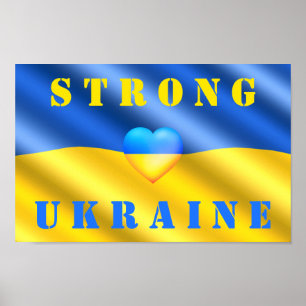 Affiche Soutien à l'Ukraine - Fort - Drapeau - Liberté - P