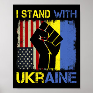 Affiche Soutien à l'Ukraine Je suis avec l'Ukraine Drapeau