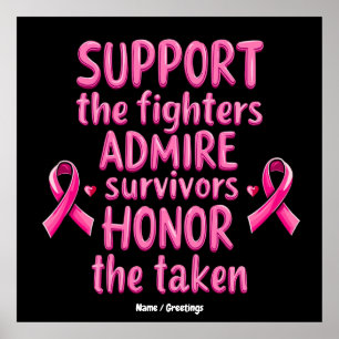 Affiche Soutien Admire Honor Cancer du sein Cadeau de sens