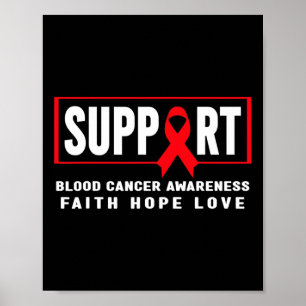 Affiche Soutien Cancer du Sang - Ruban Rouge Cancer du San