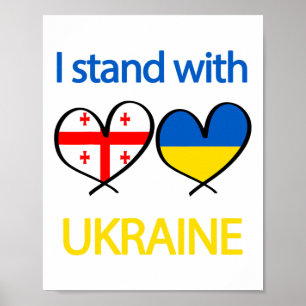Affiche Soutien cœur drapeau ukrainien Géorgie Je suis ave