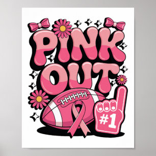 Affiche Soutien de football pour le cancer du sein rose Ou
