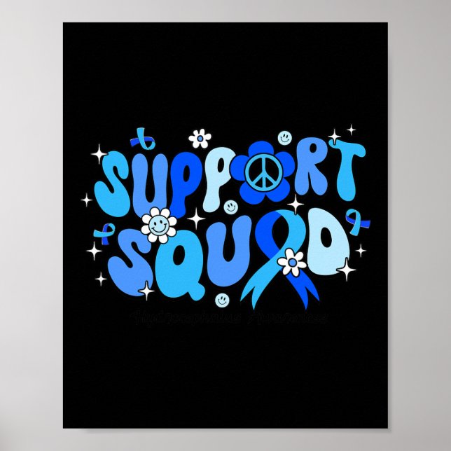 Affiche Soutien Équipe Bleu Ruban Sensibilisation à l'hydr (Devant)