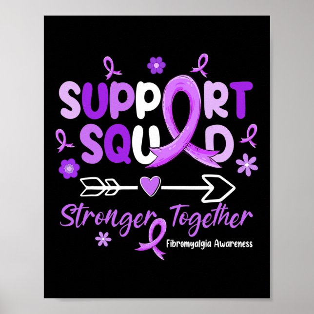 Affiche Soutien Équipe Purple Ribbon Fibromyalgie Sensibil (Devant)
