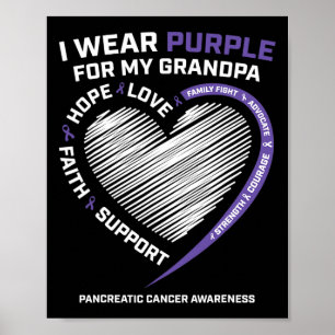 Affiche Soutien Je Porte Violet Grand-Père Cancer Pancréat