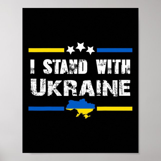 Affiche Soutien Je suis avec le drapeau de l'Ukraine Améri (Devant)