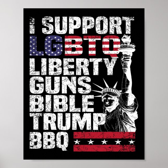 Affiche Soutien Lgbtq Liberty Guns Bible Trump Bbq (Devant)