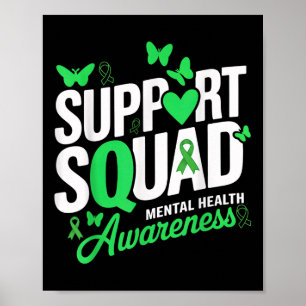 Affiche Soutien Papillon vert Ruban vert Santé mentale