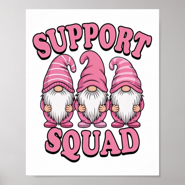 Affiche Soutien Squad Cute Rose Gnome Cancer du sein (Devant)