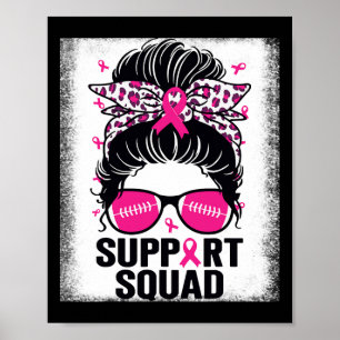 Affiche Soutien Squad Messy Bun Pink Breast Cancer