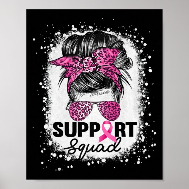 Affiche Soutien Squad Messy Bun Pink Breast Cancer (Devant)