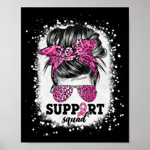 Affiche Soutien Squad Messy Bun Pink Ribbon Cancer du sein