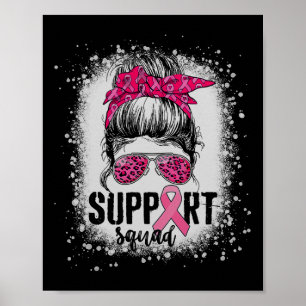 Affiche Soutien Squad Messy Bun Pink Warrior Cancer du sei