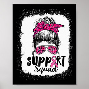 Affiche Soutien Squad Messy Bun Pink Warrior Cancer du sei