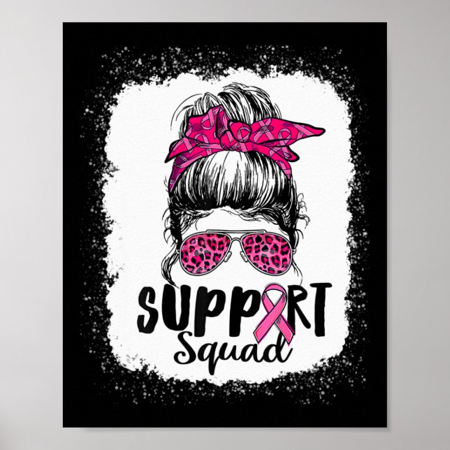 Affiche Soutien Squad Messy Bun Pink Warrior Cancer du sei (Devant)