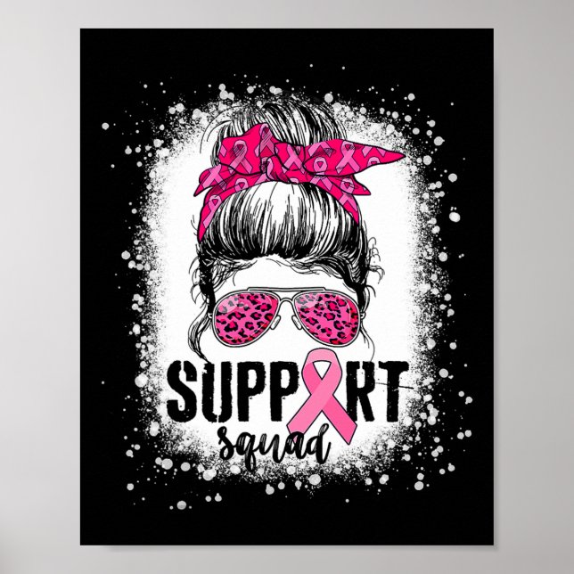 Affiche Soutien Squad Messy Bun Pink Warrior Cancer du sei (Devant)