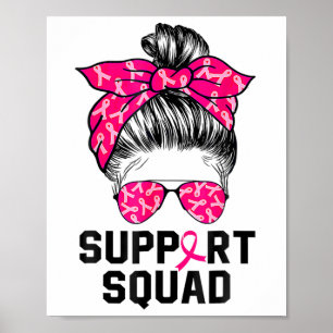 Affiche Soutien Squad Messy Bun Pink Warrior Cancer du sei