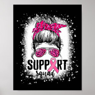 Affiche Soutien Squad Messy Bun Pink Warrior Cancer du sei