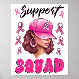Affiche Soutien Squad Messy Bun Pink Warrior Cancer du sei