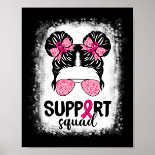 Affiche Soutien Squad Messy Bun Pink Warrior Cancer du sei