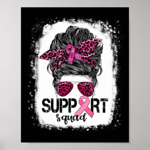 Affiche Soutien Squad Messy Bun Pink Warrior Cancer du sei