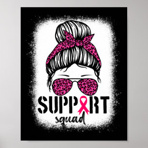 Affiche Soutien Squad Messy Bun Pink Warrior Cancer du sei