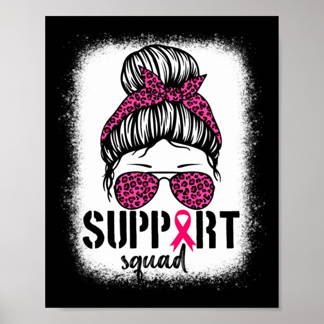Affiche Soutien Squad Messy Bun Pink Warrior Cancer du sei (Devant)
