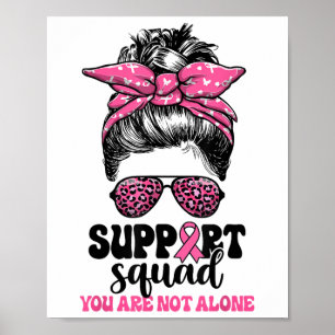 Affiche Soutien Squad Messy Bun Pink Warrior Cancer du sei