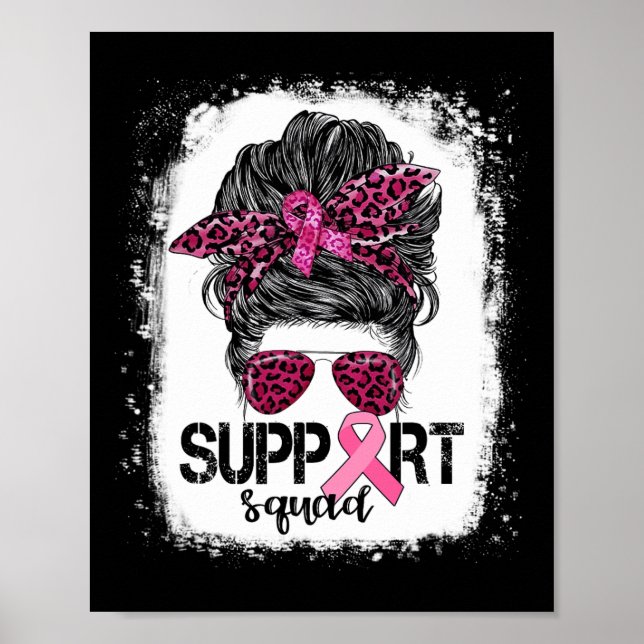 Affiche Soutien Squad Messy Bun Pink Warrior Cancer du sei (Devant)
