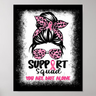 Affiche Soutien Squad Messy Bun Pink Warrior Cancer du sei