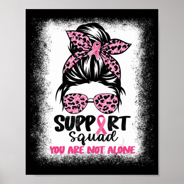 Affiche Soutien Squad Messy Bun Pink Warrior Cancer du sei (Devant)