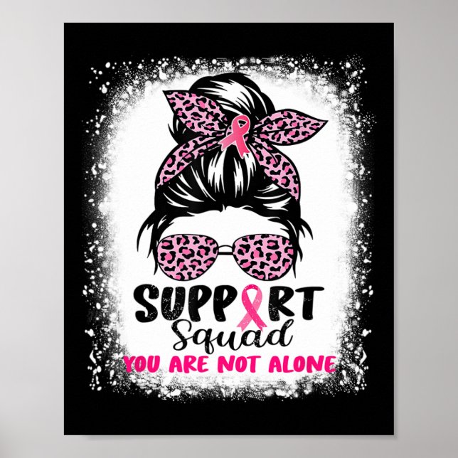Affiche Soutien Squad Messy Bun Pink Warrior Cancer du sei (Devant)
