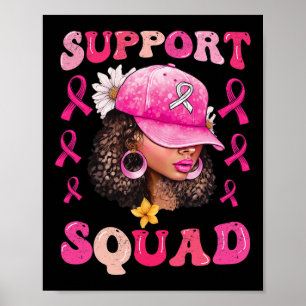 Affiche Soutien Squad Messy Bun Pink Warrior Cancer du sei