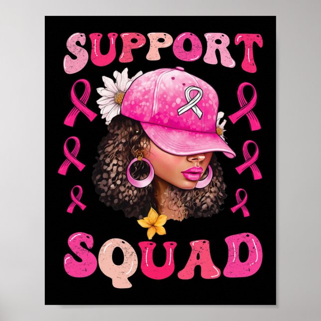 Affiche Soutien Squad Messy Bun Pink Warrior Cancer du sei (Devant)