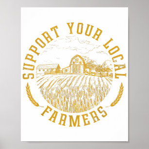 Affiche Soutien vintage Vos Agriculteurs Locaux Agricole A
