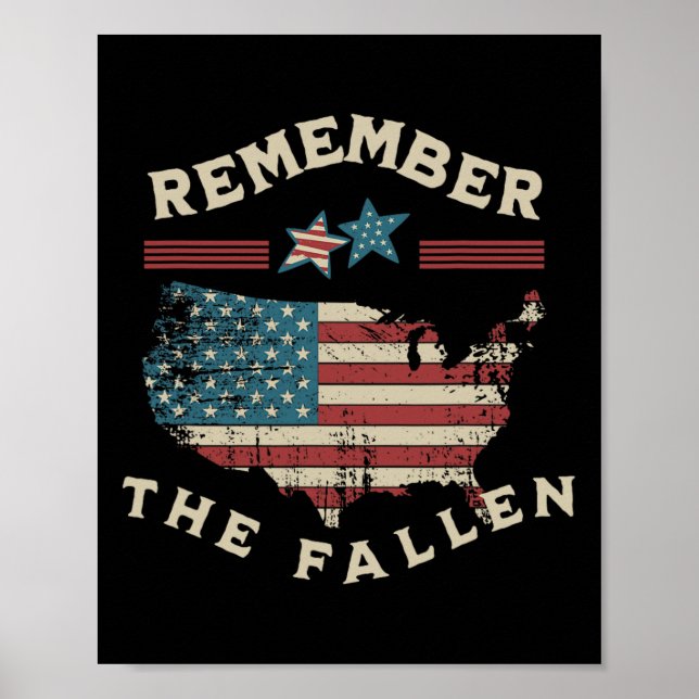 Affiche Souvenez-vous du Fallen American Flag Memorial Day (Devant)