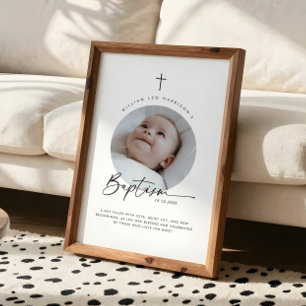 Affiche Souvenir de baptême photo ronde