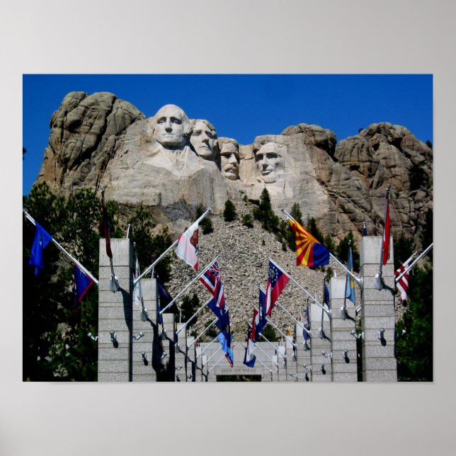 Affiche Souvenir de drapeau du mont Rushmore le Dakota du (Devant)