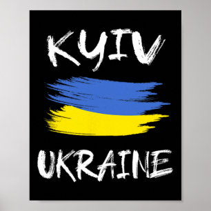 Affiche Souvenir de Kiev Ukraine Drapeau Ukrainien Brosse