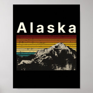 Affiche Souvenir de l'Alaska Randonnée Montagnes Coucher d