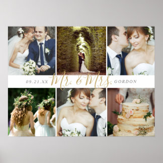 Affiche Souvenir de mariage M. et Mme 6 Collage de photos